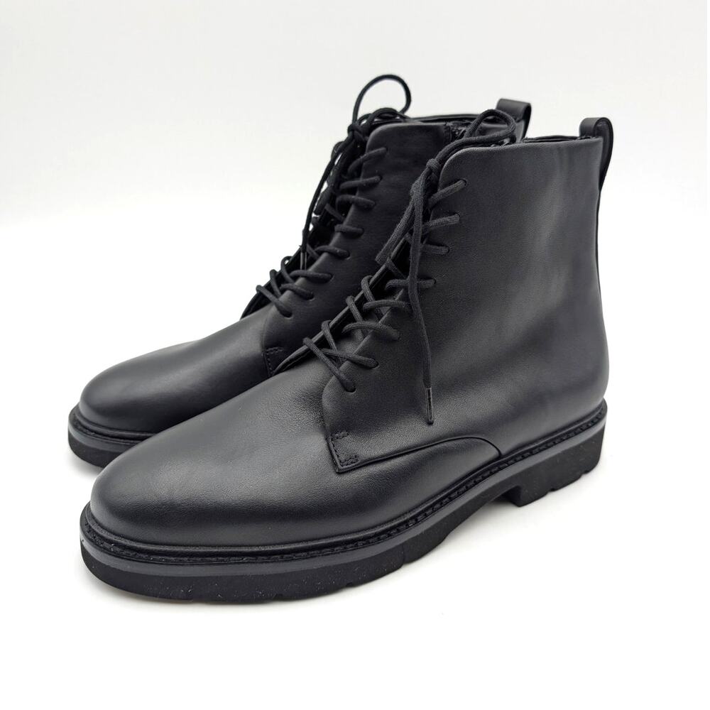 Vince Rae Lace-Up Combat Ankle Boots Round Toe Women's Black Size US8M EU38.5